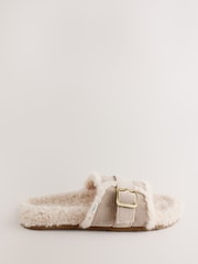 لون محايد - Borg Slider Slippers - صورة 3 من 5