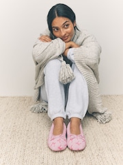 Lazo rosa - Pantuflas estilo bailarinas de pana - Imagen 2 de 10