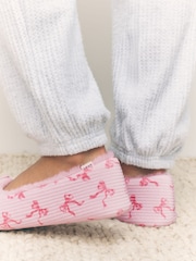 Lazo rosa - Pantuflas estilo bailarinas de pana - Imagen 4 de 10