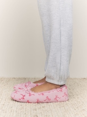 Lazo rosa - Pantuflas estilo bailarinas de pana - Imagen 5 de 10
