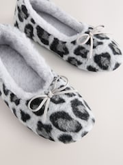 Grey Animal Print Ballerina Flat Slippers - Image 9 of 10