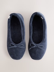 Navy Velour Cord Ballet Slippers - Image 1 of 5