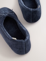 Navy Velour Cord Ballet Slippers - Image 4 of 5