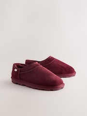 Berry Red Suede Faux Fur Lined Shoot Slippers - Image 2 of 5