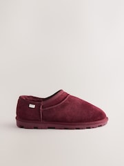 Berry Red Suede Faux Fur Lined Shoot Slippers - Image 3 of 5