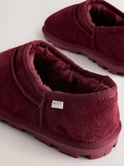 Berry Red Suede Faux Fur Lined Shoot Slippers - Image 4 of 5