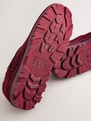 Berry Red Suede Faux Fur Lined Shoot Slippers - Image 5 of 5