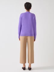LK Bennett Purple Carine Purple Wool Pocket Detail Wool Cardigan - Image 2 of 4