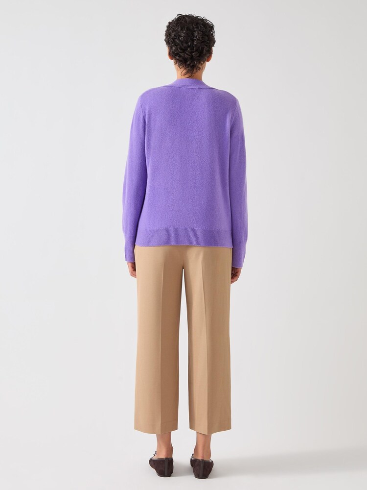 LK Bennett Purple Carine Purple Wool Pocket Detail Wool Cardigan - Image 2 of 4