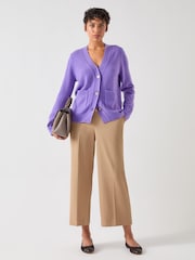 LK Bennett Purple Carine Purple Wool Pocket Detail Wool Cardigan - Image 3 of 4