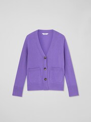 LK Bennett Purple Carine Purple Wool Pocket Detail Wool Cardigan - Image 4 of 4