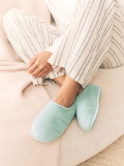 Sage Green Quilted Short Boot Slippers - Image 1 of 9
