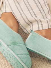 Sage Green Quilted Short Boot Slippers - Image 3 of 9