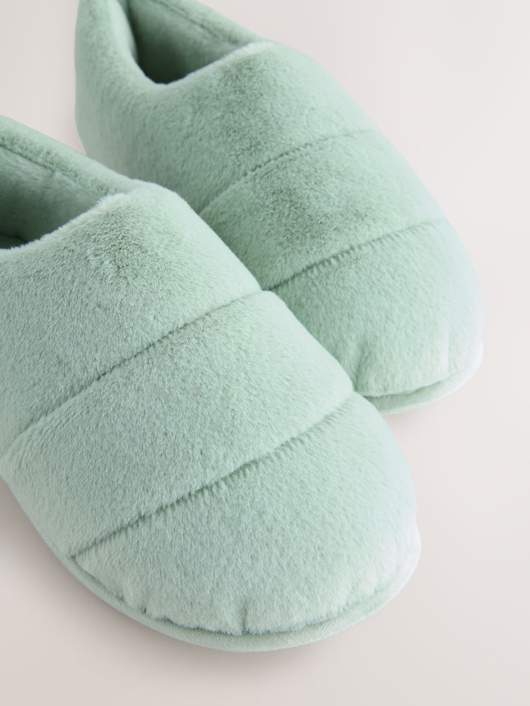 Sage Green Quilted Short Boot Slippers - Image 9 of 9