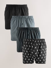 Black Stripe 4 pack Woven Pure Boxers - Image 1 of 8
