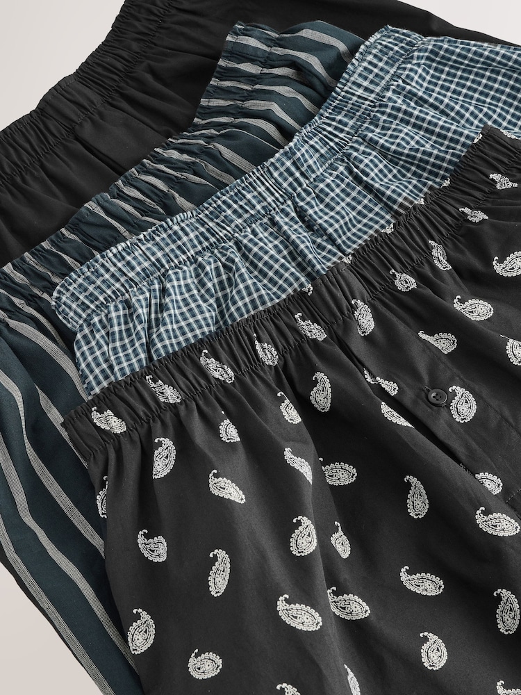 Black Stripe 4 pack Woven Pure Boxers - Image 7 of 8