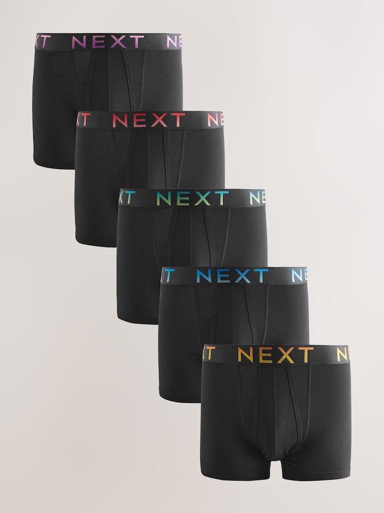 Black Ombre Colour Waistband A-Front Boxers 5 Pack - Image 1 of 6