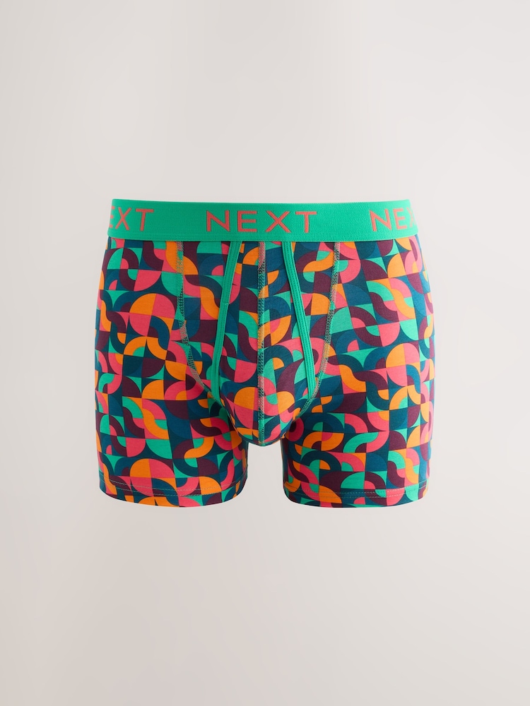 Bright Blue/Orange/Purple Circle Geo Print A-Front Boxers - Image 2 of 9