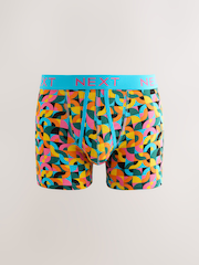 Bright Blue/Orange/Purple Circle Geo Print A-Front Boxers - Image 4 of 9