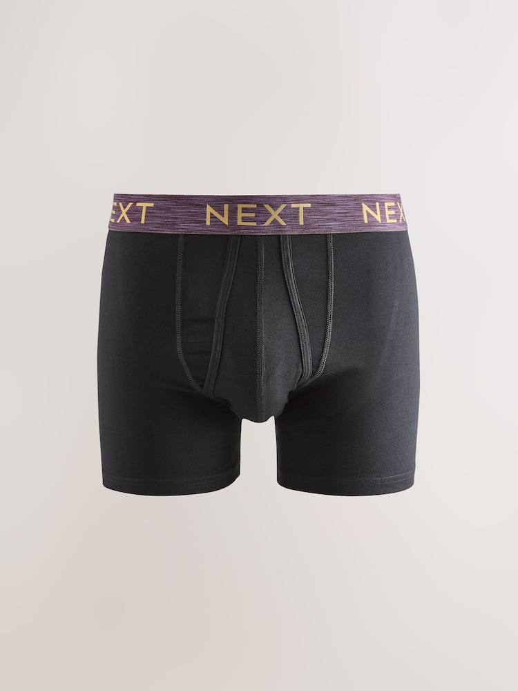Black Bright Red/Orange/Green Marl Waistband 5 Pack A-Front Cotton Rich Boxers - Image 2 of 9