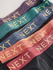 Black Bright Red/Orange/Green Marl Waistband 5 Pack A-Front Cotton Rich Boxers - Image 8 of 9