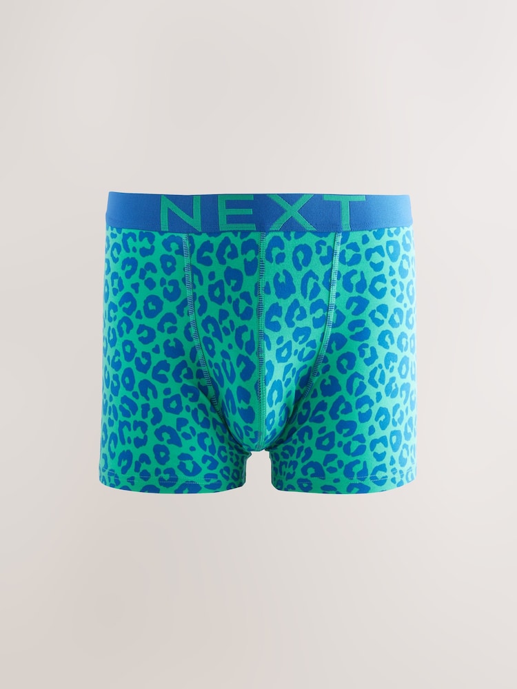 Bright Blue/ Orange Animal Print 5 Pack Trunks Boxers - Image 2 of 9