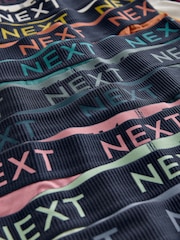 Pink/ Blue/ Green Navy Textured Waistband 10 pack Cotton Rich Blend Hipsters Boxers - Image 13 of 14