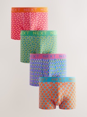 Bright Orange/Green/Blue Colour Geo 5 Pack Hipster Boxers 5 Pack - Image 1 of 8