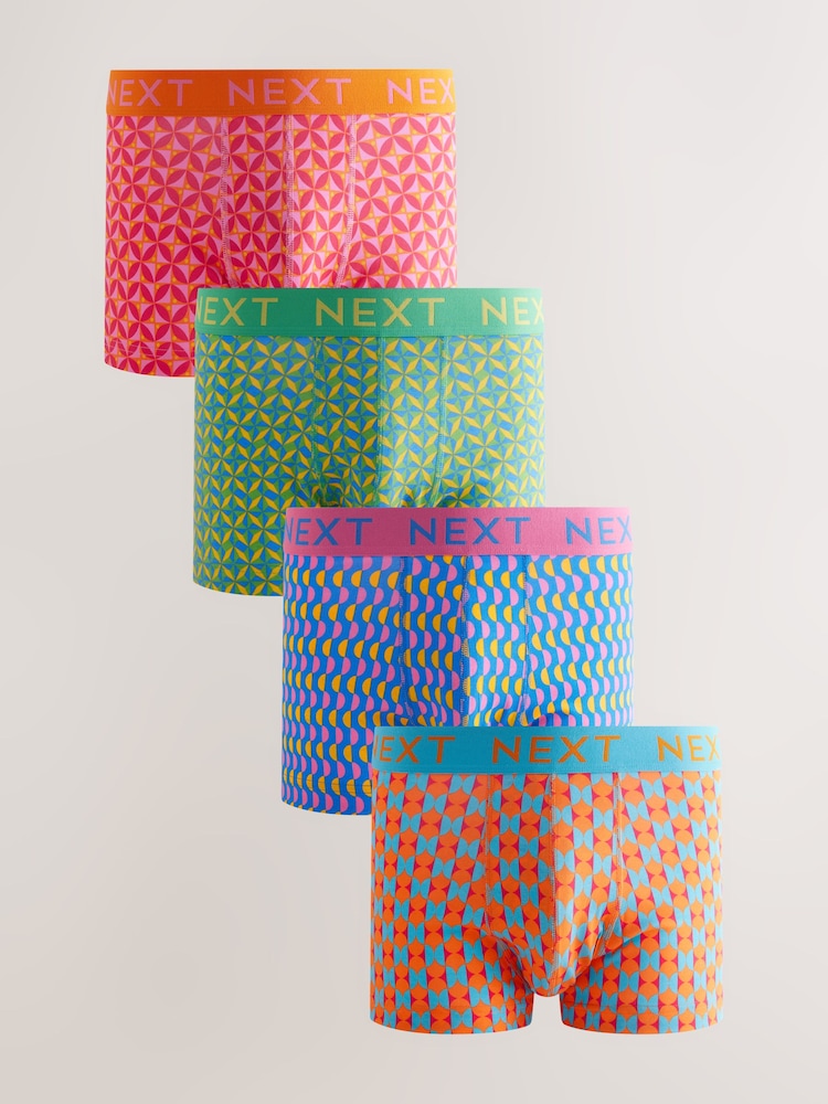 Bright Orange/Green/Blue Colour Geo 5 Pack Hipster Boxers 5 Pack - Image 1 of 8