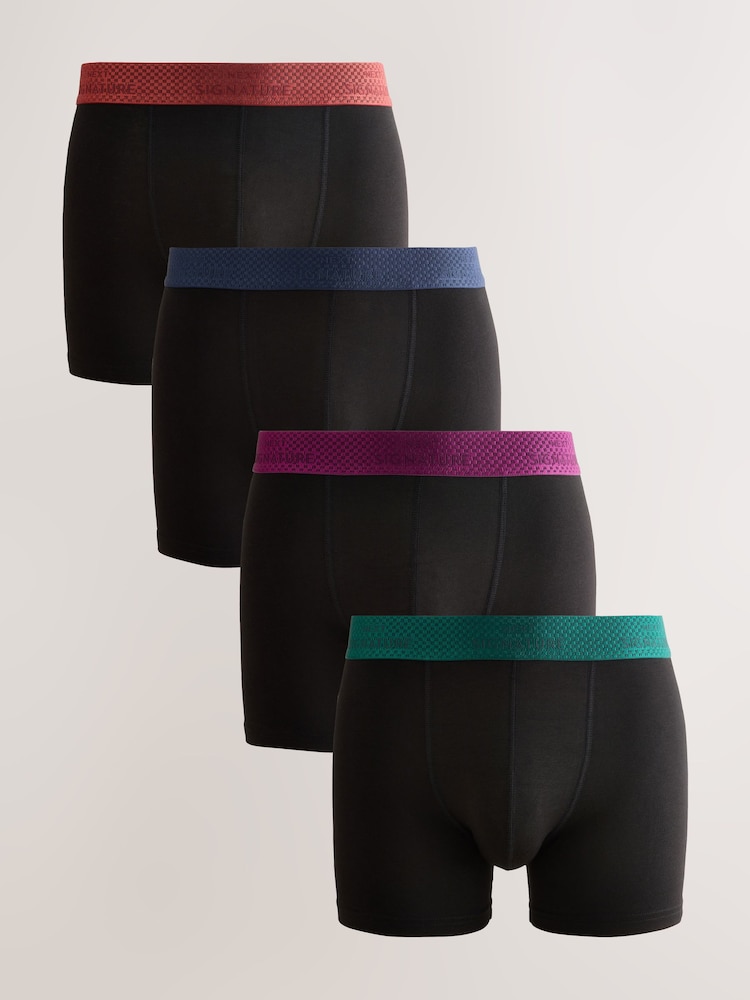 Black Rich Metallic Red/Green Waistband Signature Trunk Boxers - Image 1 of 8 Black Rich Metallic Red/Green Waistband Signature Trunk Boxers - Image 1 of 8