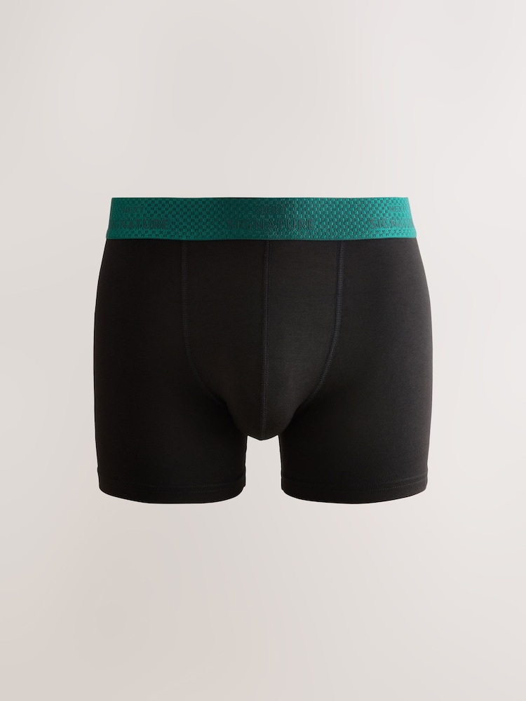 Black Rich Metallic Red/Green Waistband Signature Trunk Boxers - Image 2 of 8 Black Rich Metallic Red/Green Waistband Signature Trunk Boxers - Image 2 of 8