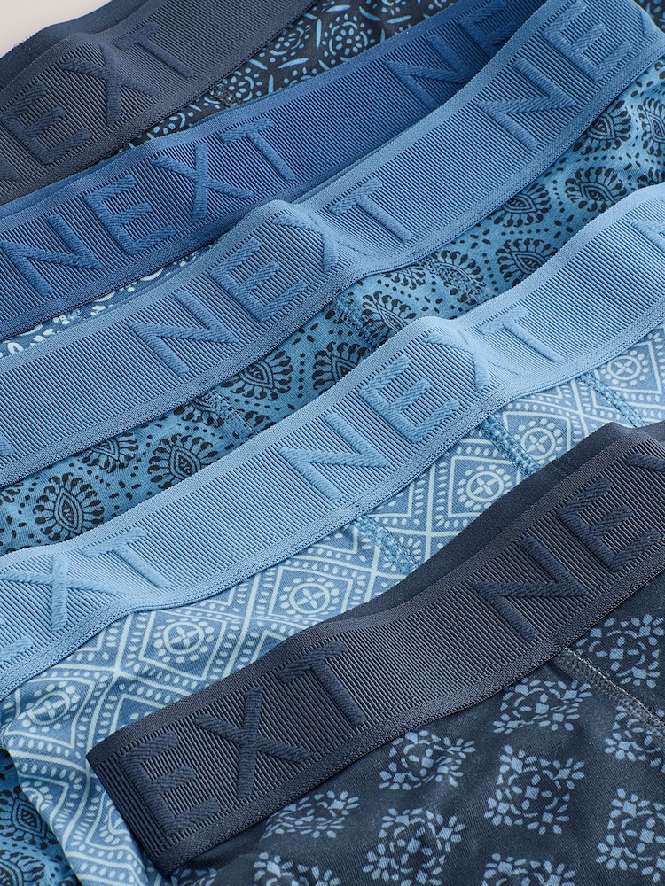 Blue Geometric Pattern 5 Pack Hipster Boxers 5 Pack - Image 8 of 8