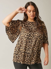 Evans Angel Sleeve Leopard Print Brown Top - Image 2 of 6