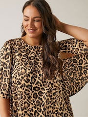 Evans Angel Sleeve Leopard Print Brown Top - Image 5 of 6