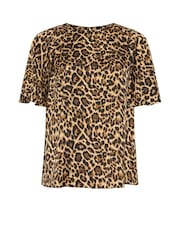Evans Angel Sleeve Leopard Print Brown Top - Image 6 of 6