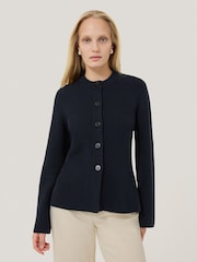 Jigsaw Blue Cotton Blend Knit Cardigans - Image 1 of 7