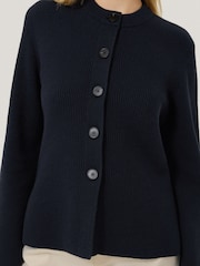 Jigsaw Blue Cotton Blend Knit Cardigans - Image 4 of 7