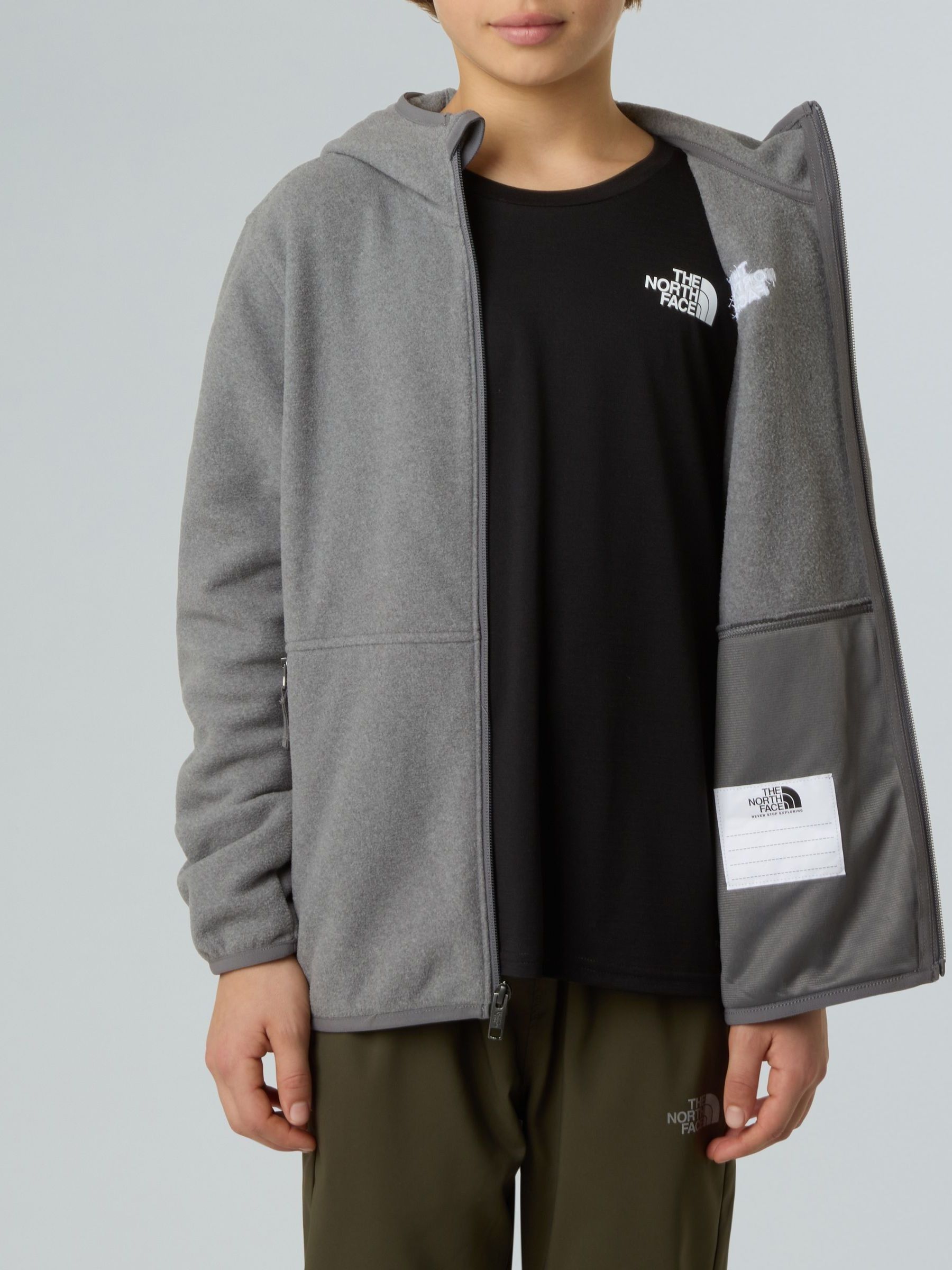 Buy The North Face Grey Glacier Teen Full Zip Hooded Fleece from