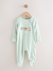 Sage Green Baby Two Way Zip Sleepsuits 3 Pack - Image 2 of 7