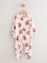 Sage Green Baby Two Way Zip Sleepsuits 3 Pack - Image 5 of 7
