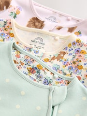 Sage Green Baby Two Way Zip Sleepsuits 3 Pack - Image 7 of 7