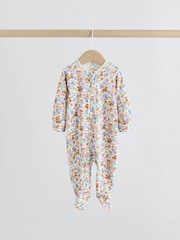 Sage Green 3 Pack Two Way Zip Baby Sleepsuits - Image 8 of 10