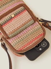 Accessorize Black Stripe Raffia Cross-Body Phone Bag - Image 4 of 4