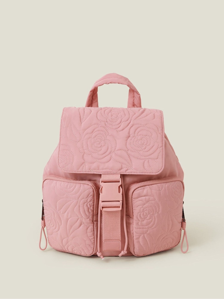 Accessorize Pink Floral Quilted Backpack - Image 1 of 2