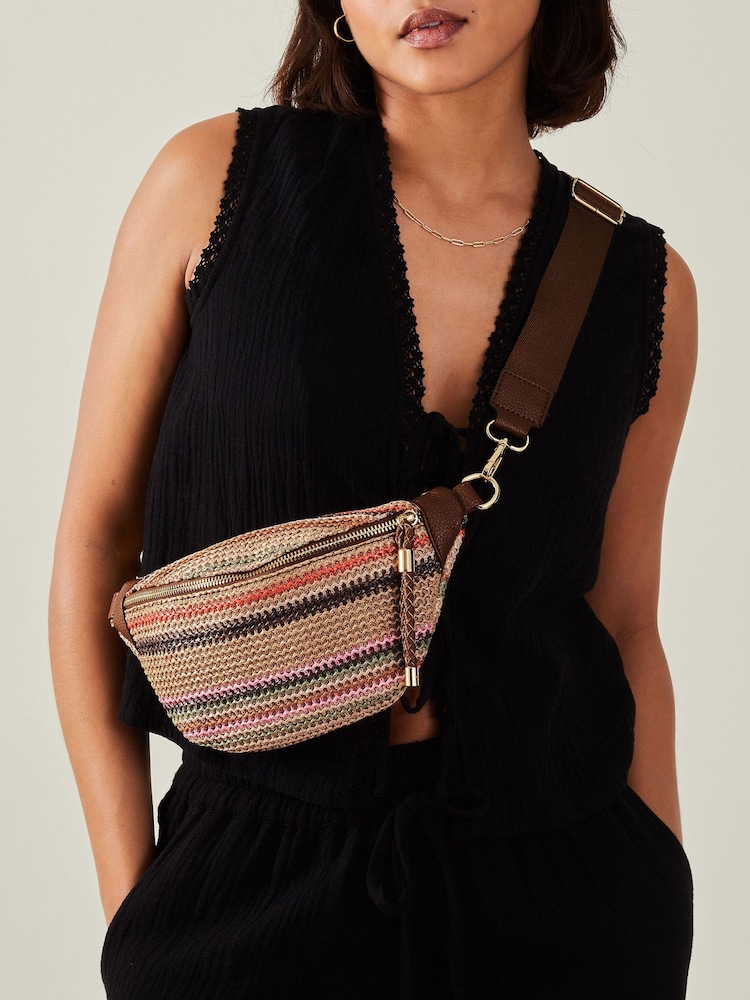 Accessorize črtast; Progast Raffia Bum Torbica - Slika 5 iz 5