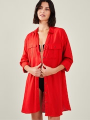 Accessorize Red Long Sleeve Beach Cover-Up Shirt - Image 1 of 4