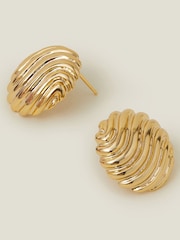 Accessorize Gold Tone 14ct Shell Button Stud Earrings - Image 1 of 2