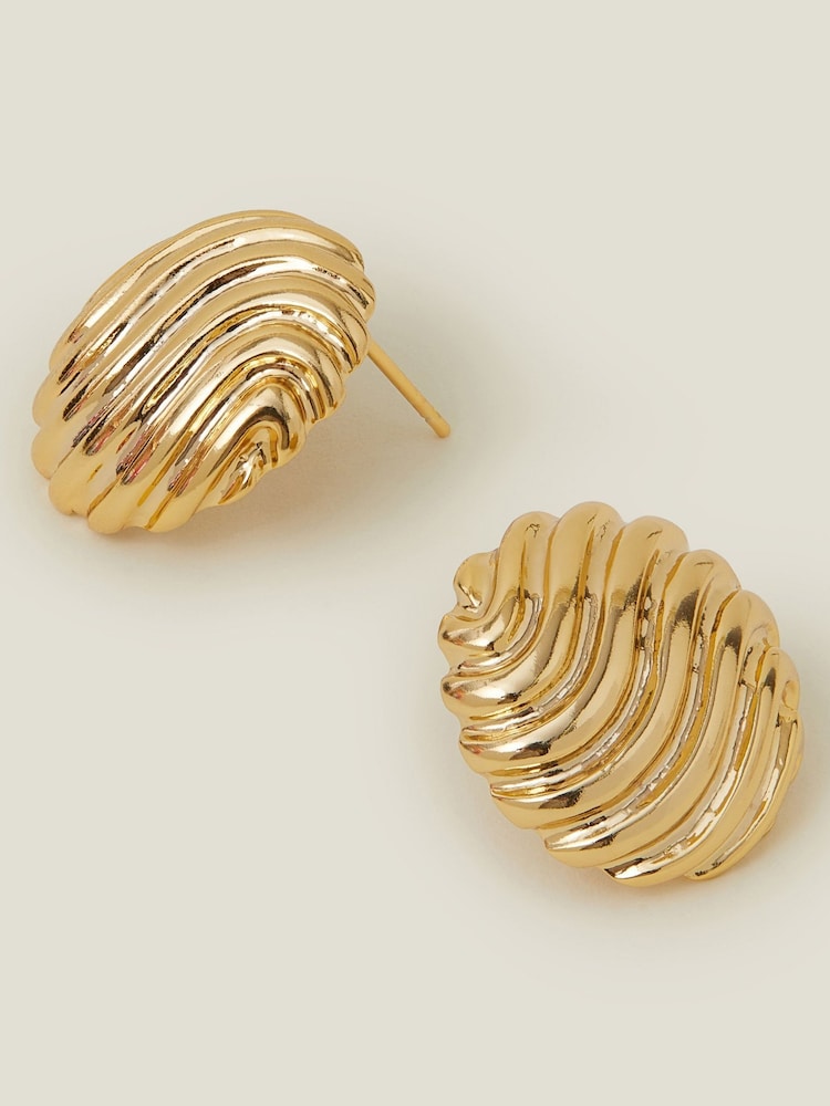 Accessorize Gold Tone 14ct Shell Button Stud Earrings - Image 1 of 2