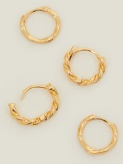 Accessorize 14ct Gold-Plated Twisted Hoop Earrings 2 Pack - Slika 1 iz 2