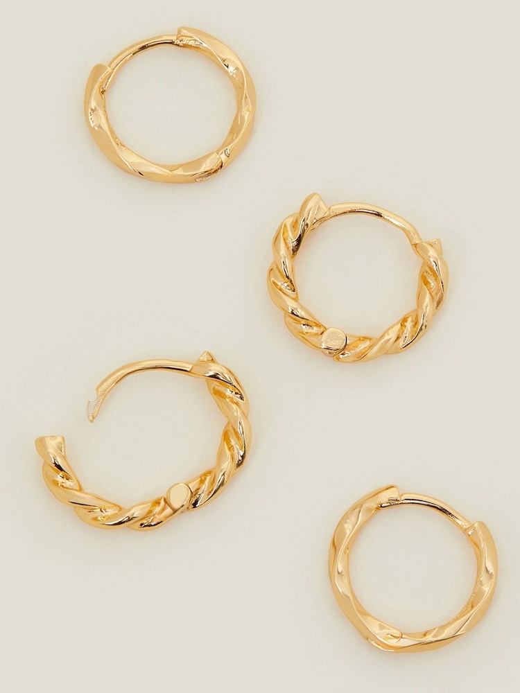 Accessorize 14ct Gold-Plated Twisted Hoop Earrings 2 Pack - Slika 1 iz 2